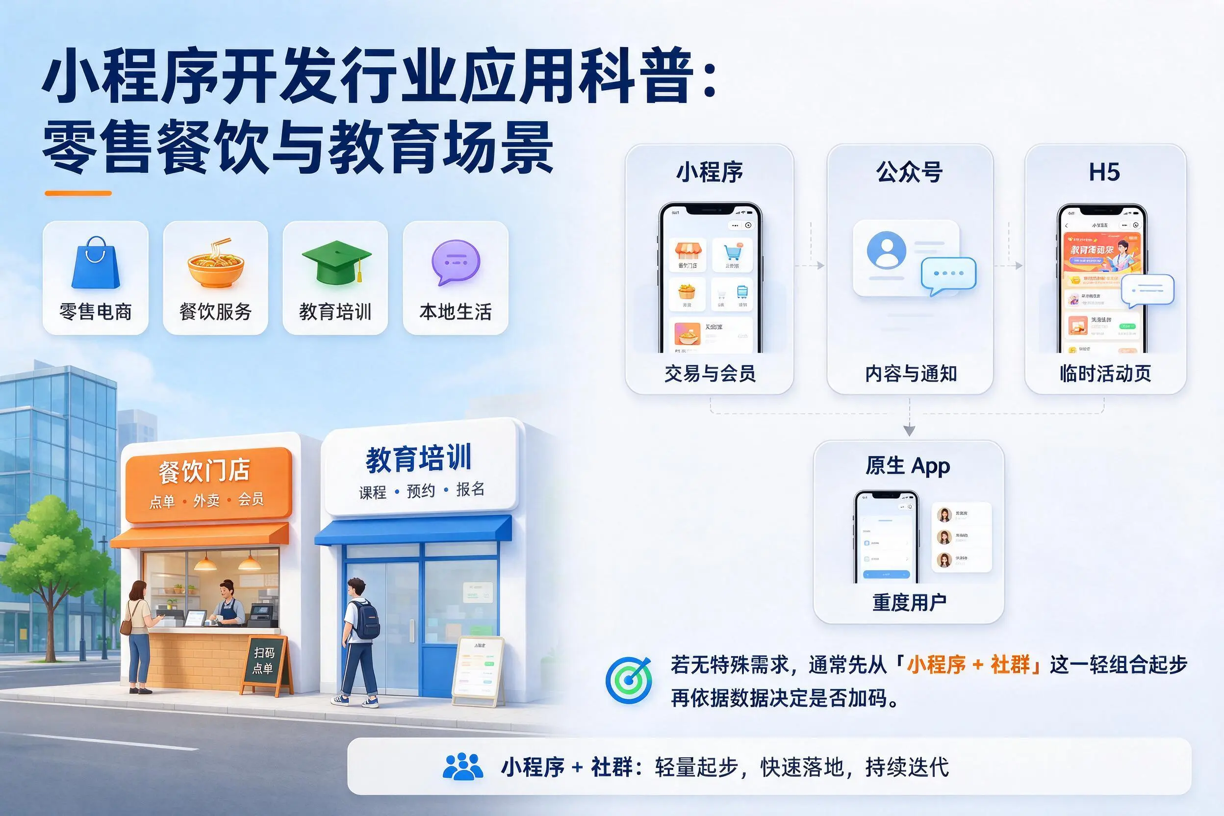 四平小程序开发行业应用科普：零售餐饮与教育场景