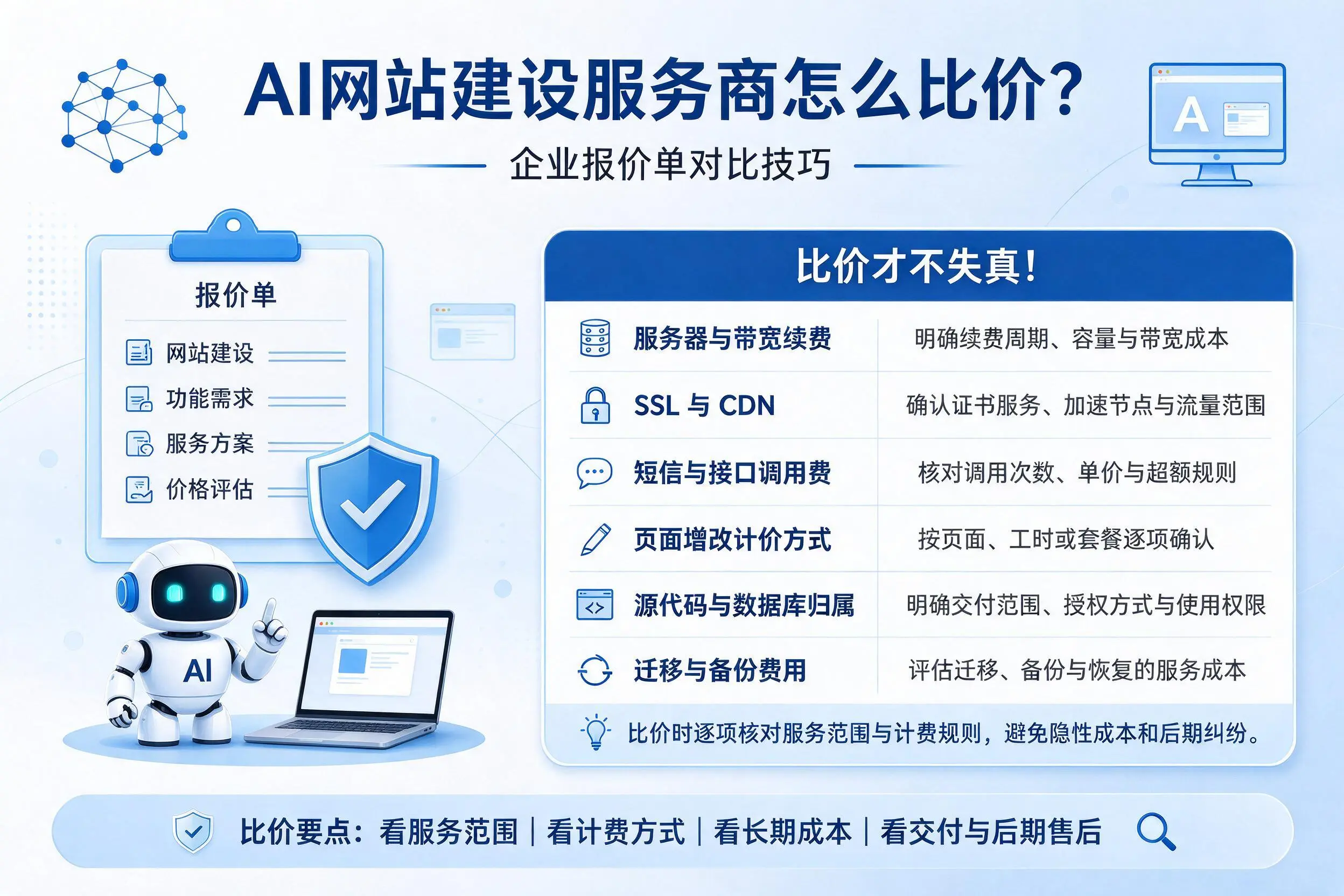 AI网站建设服务商怎么比价?四平企业报价单对比技巧